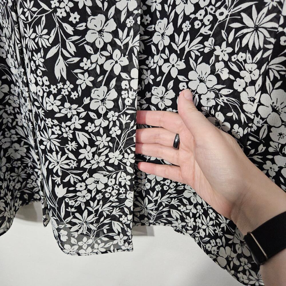 Charter Club Pleated Midi Black/White Floral Skirt Size 16W Cottagecore - Picture 4 of 7